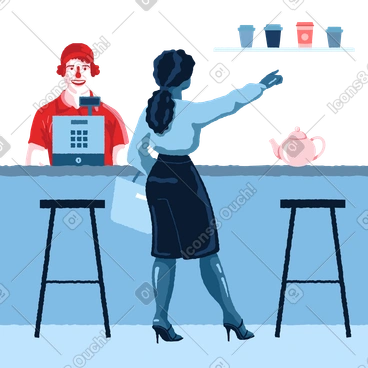 Woman ordering coffee in a cafe PNG, SVG