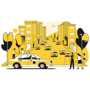 A police car with a sleek design is positioned at a blockade on a busy city street. The car features a light bar on top, with flashing lights indicating an active situation. Around the car are several cones marking the blockade area. In the background, there are tall buildings with a variety of signage visible. Various cars are lined up, waiting to pass through the blockade. Pedestrians are observing the situation from the sidewalks, some looking concerned. The scene conveys a moment of urgency and law enforcement in action.