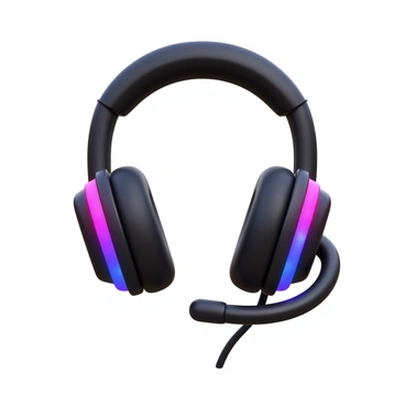 A gaming headset featuring bright LED lights along the ear cups. The headset has a comfortable over-ear design, with soft padding that contours to the user’s ears. The headband is adjustable and padded for added comfort during long gaming sessions. The microphone is detachable and flexible, designed for clear communication. The color scheme includes sleek black with RGB lighting accents.
