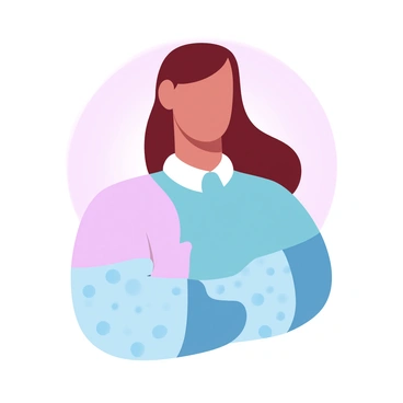 A vector avatar design featuring a figure composed of simple geometric shapes. The figure is adorned with vibrant colors, creating a striking contrast against a soft gradient background. The design includes a stylish outfit represented by blocks of color, with distinct and bold patterns. The avatar’s hair is illustrated with smooth curves and rich hues, enhancing the overall appeal of the design. The composition emphasizes clarity and visual harmony, making it suitable for modern digital use.