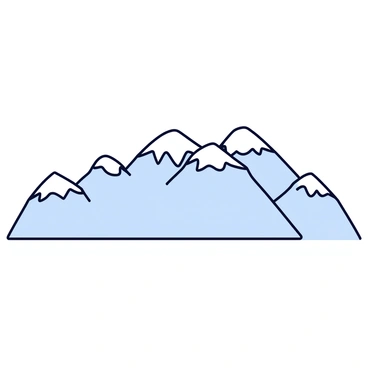 A mountain range with sharp, detailed peaks and gentle valleys. The mountains are drawn in a minimalistic style using fine line work. Each peak features distinct contours and varying heights, creating depth. The valleys between the mountains are softly curved, highlighting the contrast between the rugged peaks and the smooth terrain. The overall composition is balanced and cohesive, emphasizing the natural beauty of the mountain landscape.