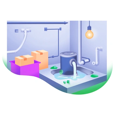 A sump pump installed in a basement corner, quietly working as water flows into it.