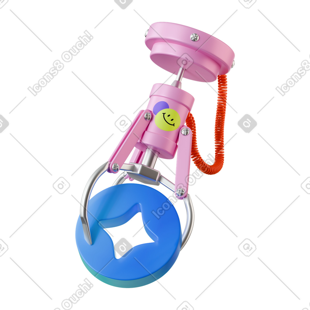 Illustration Arcade claw toy picker gripping circular star prize reward dans le style 3D Stickle à télécharger aux formats PNG, SVG