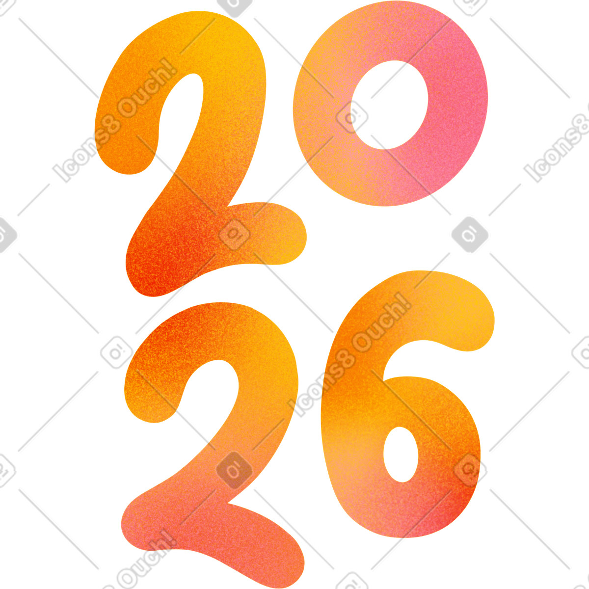 Ilustración Número del año gradiente 2026 en estilo Lettering a descargar en PNG y SVG