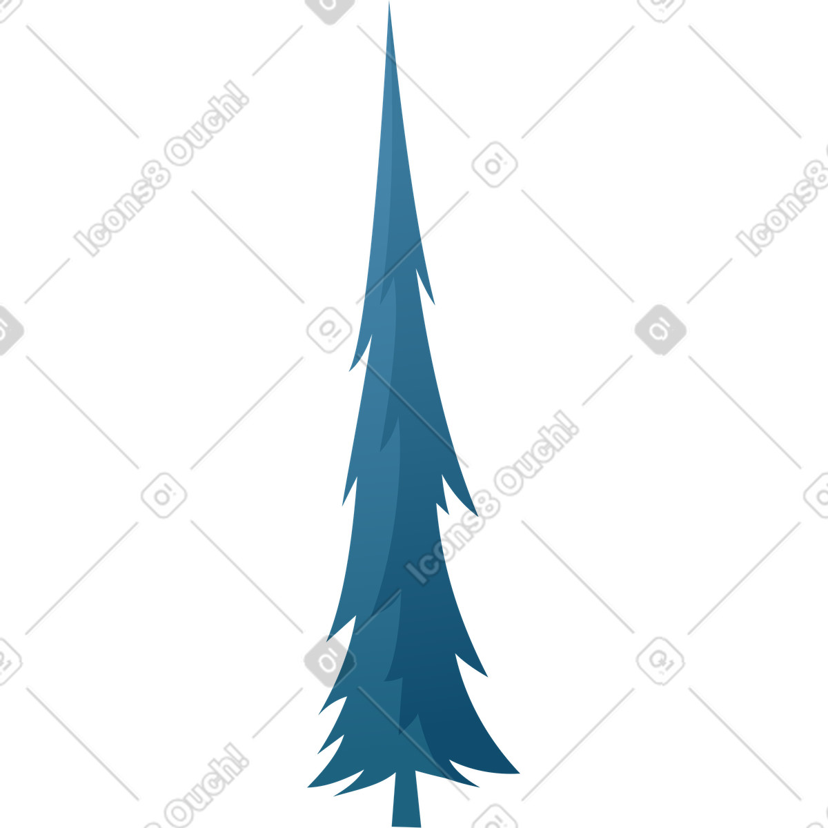 Blue tall spruce illustration in Vivid style download in PNG, SVG
