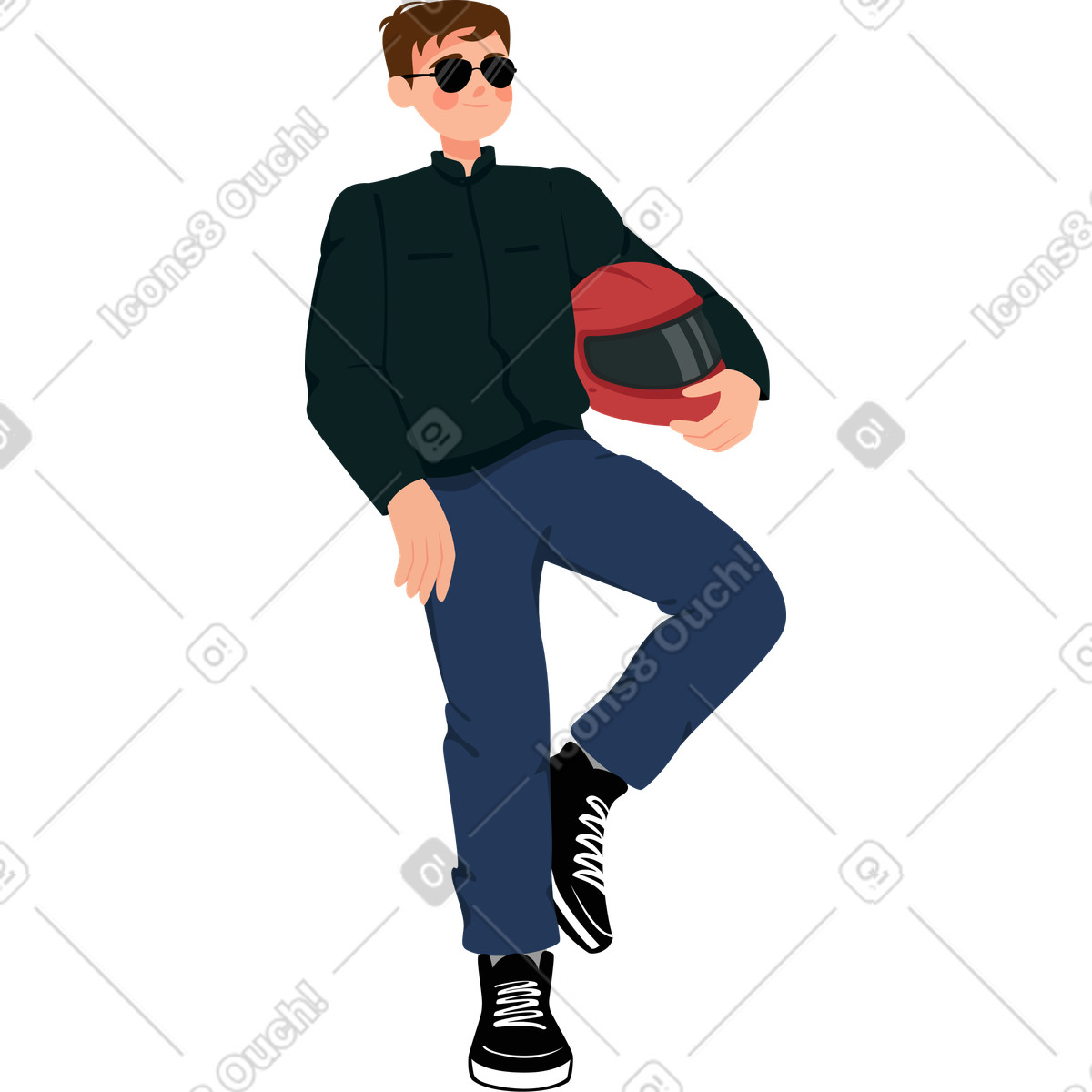 Ilustración Hombre con casco en estilo Lagom a descargar en PNG y SVG