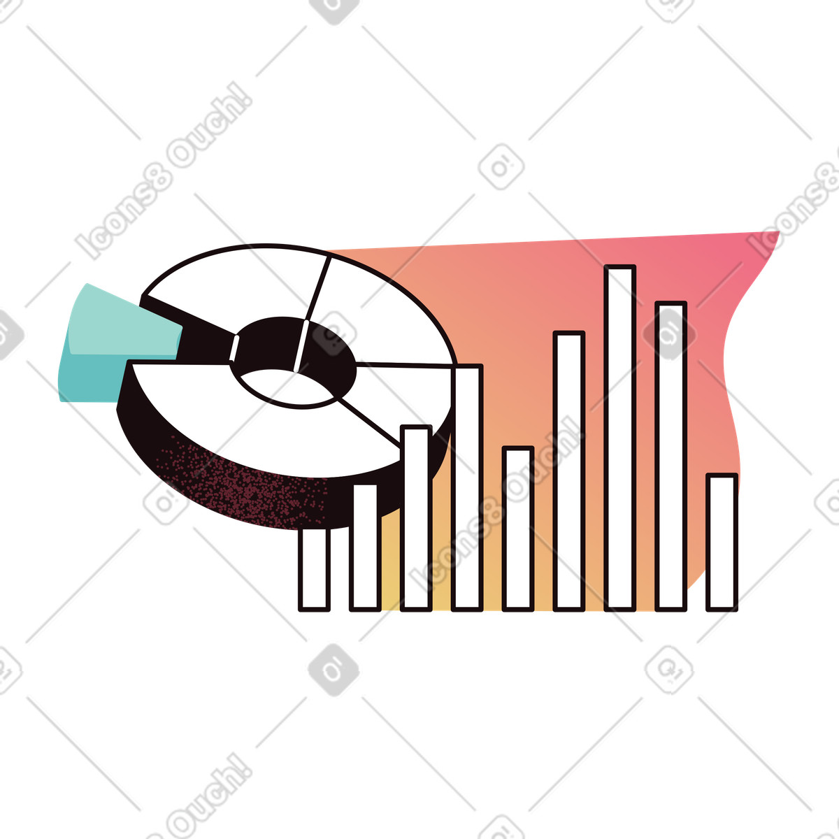 Ilustração de Estatísticas com gráfico donut em no estilo Delight para baixar em PNG, SVG