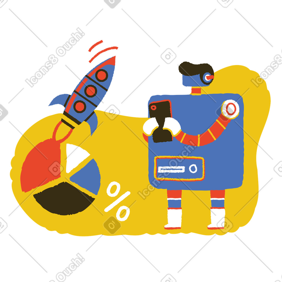Technology start-up illustration in Bermuda style download in PNG, SVG