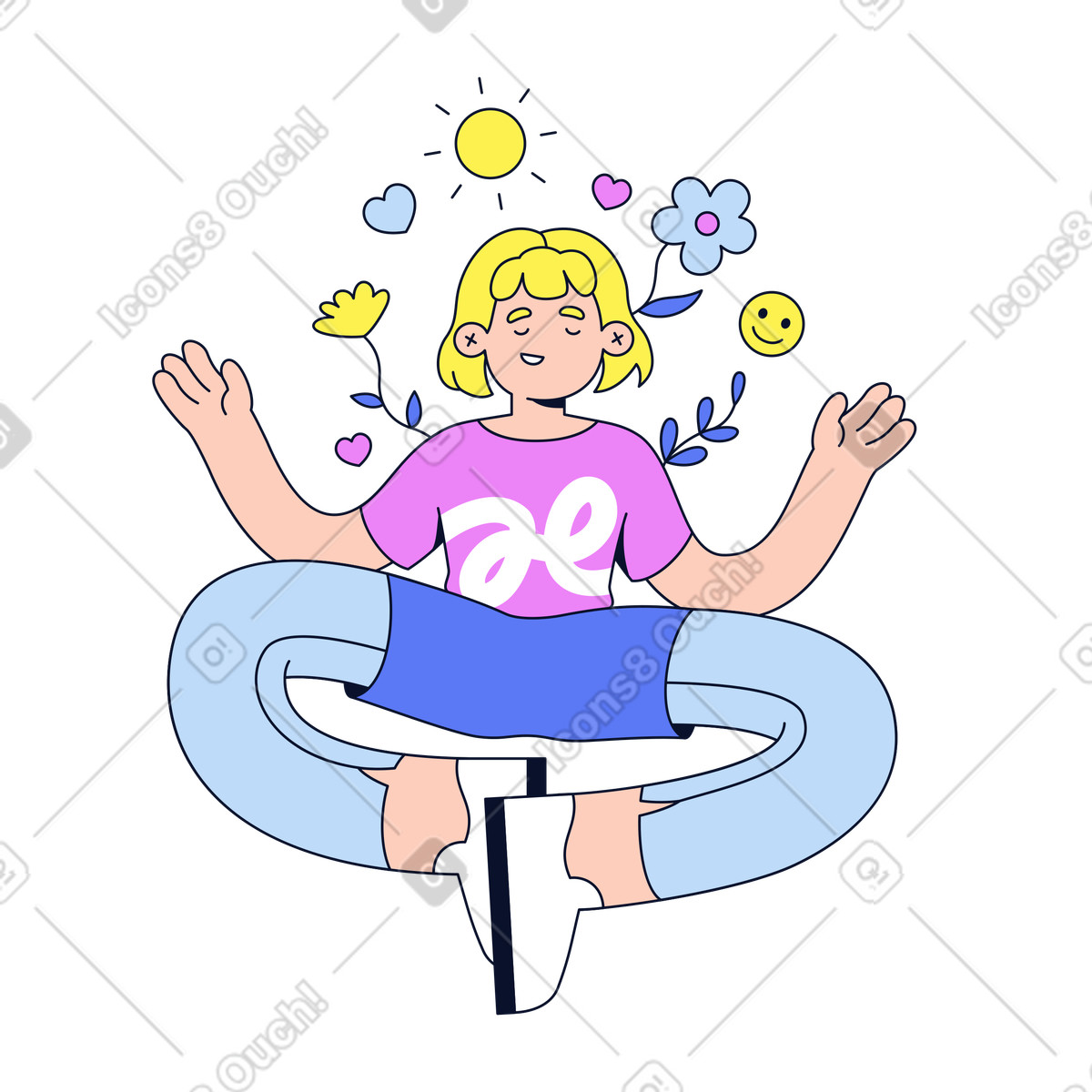 Personal growth and good mental health animierte Illustration im Flexy-Stil als Download in GIF, Lottie (JSON), AE