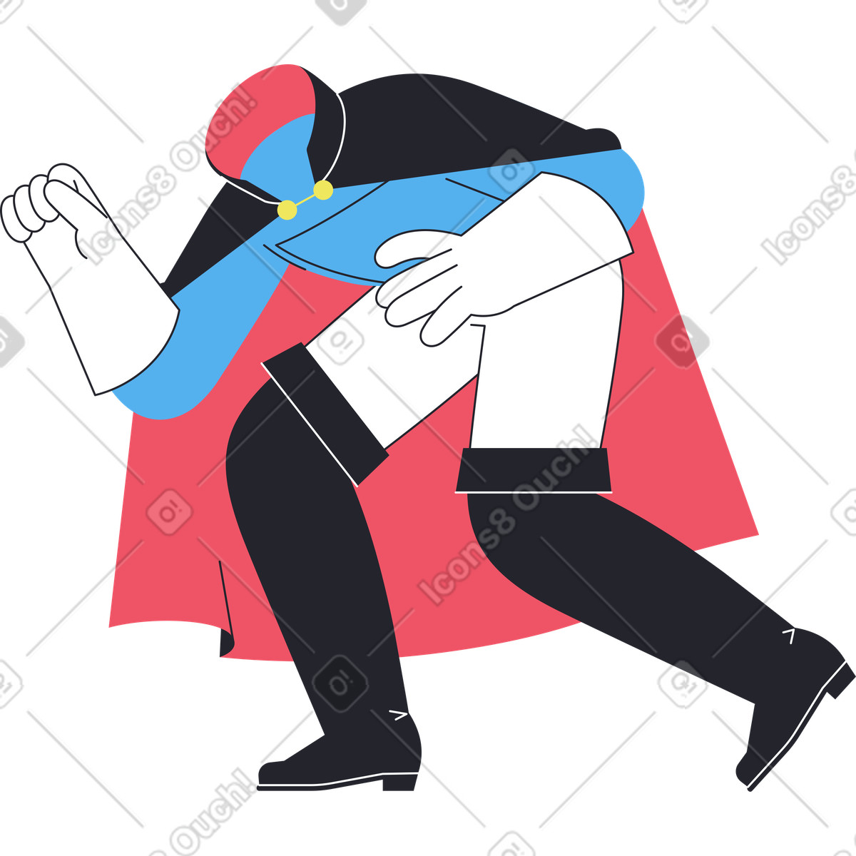 Headless horseman bending forward illustration in Boba style download in PNG, SVG