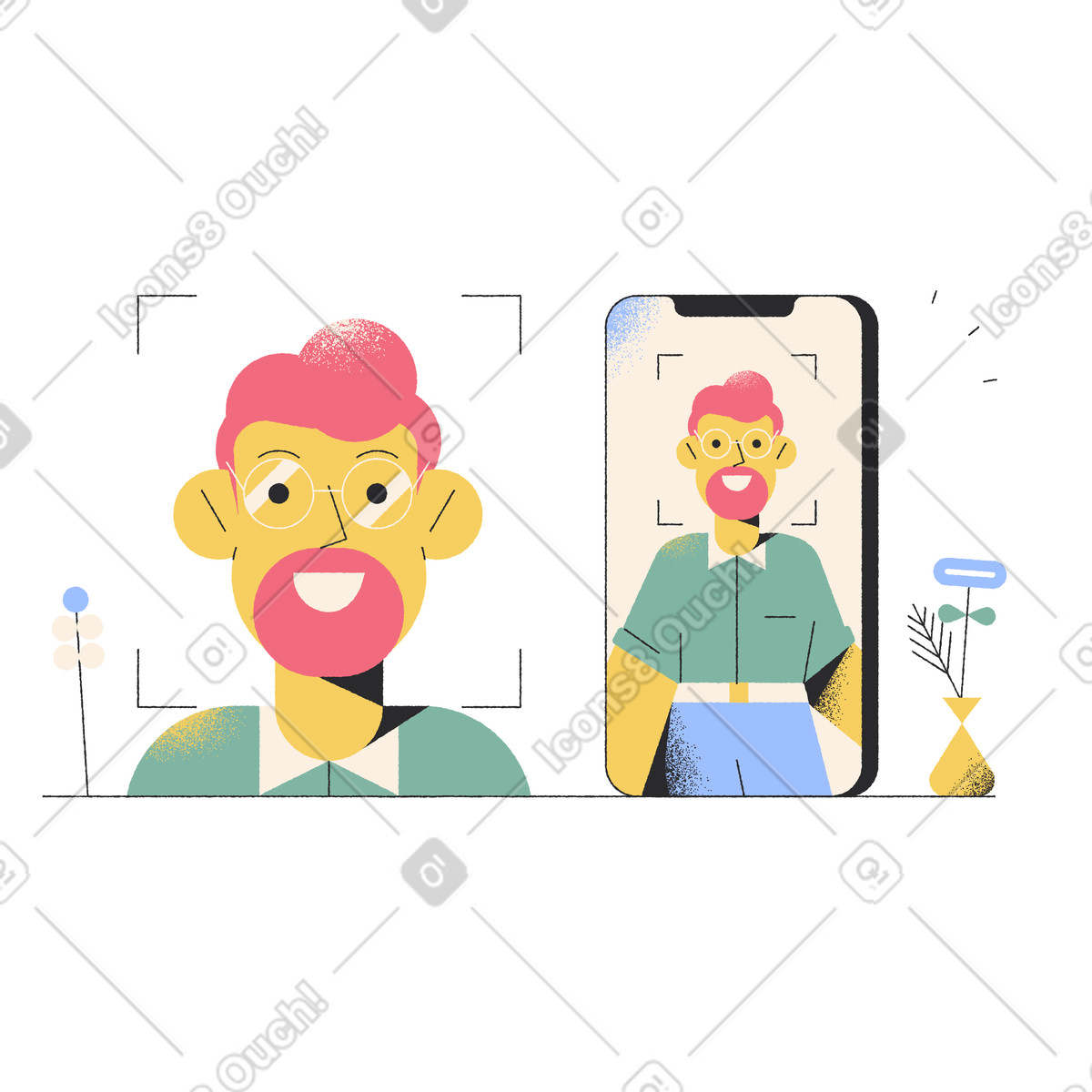 Face Recognition illustration in Pablo style download in PNG, SVG