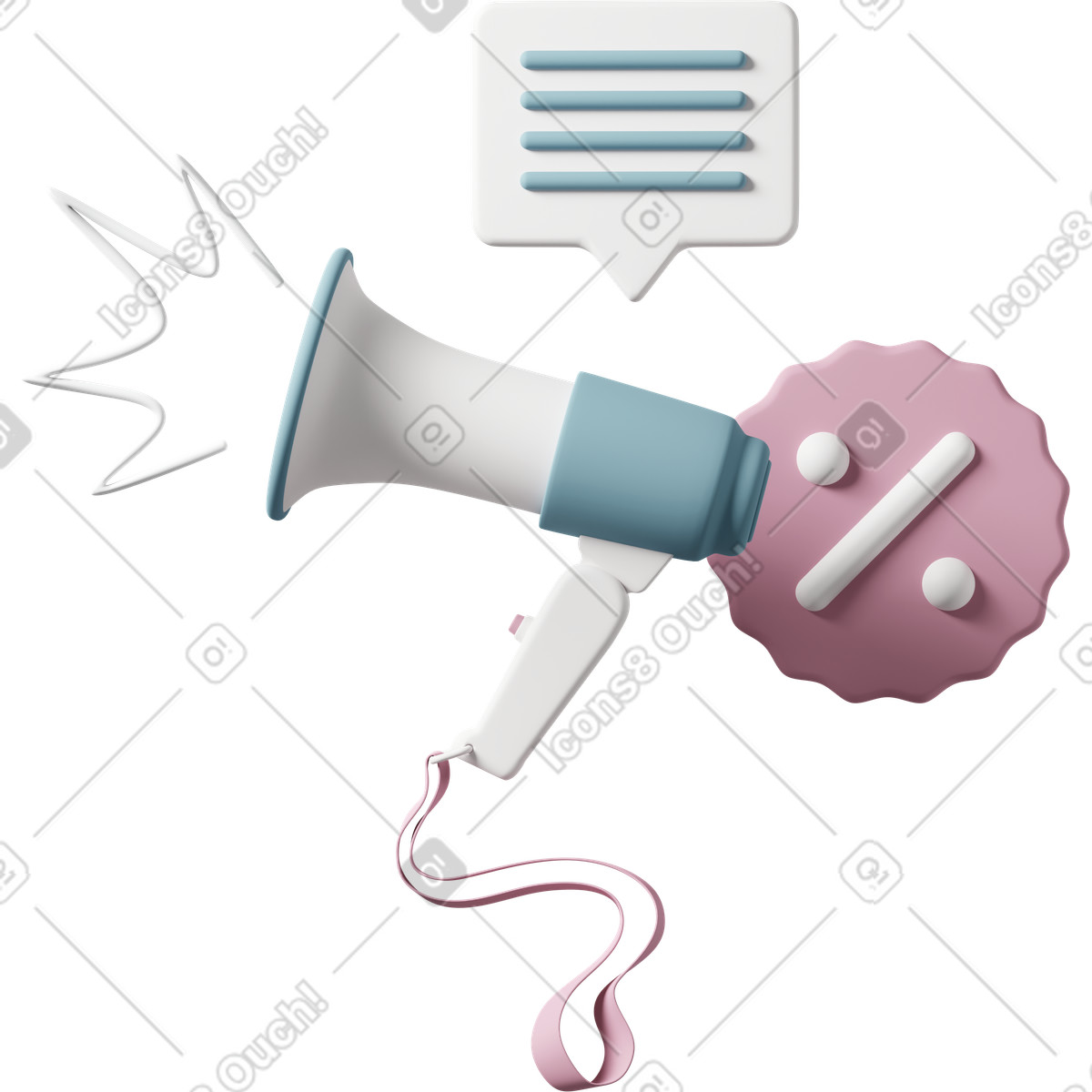 3D Casual life 스타일의 Megaphone marketing 일러스트레이션 PNG, SVG 다운로드