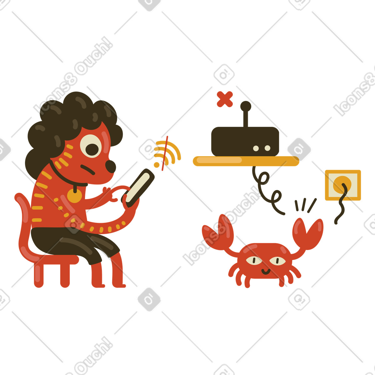 Arabica スタイルの Wi-fiはありません のイラストをPNG、SVG形式でダウンロード