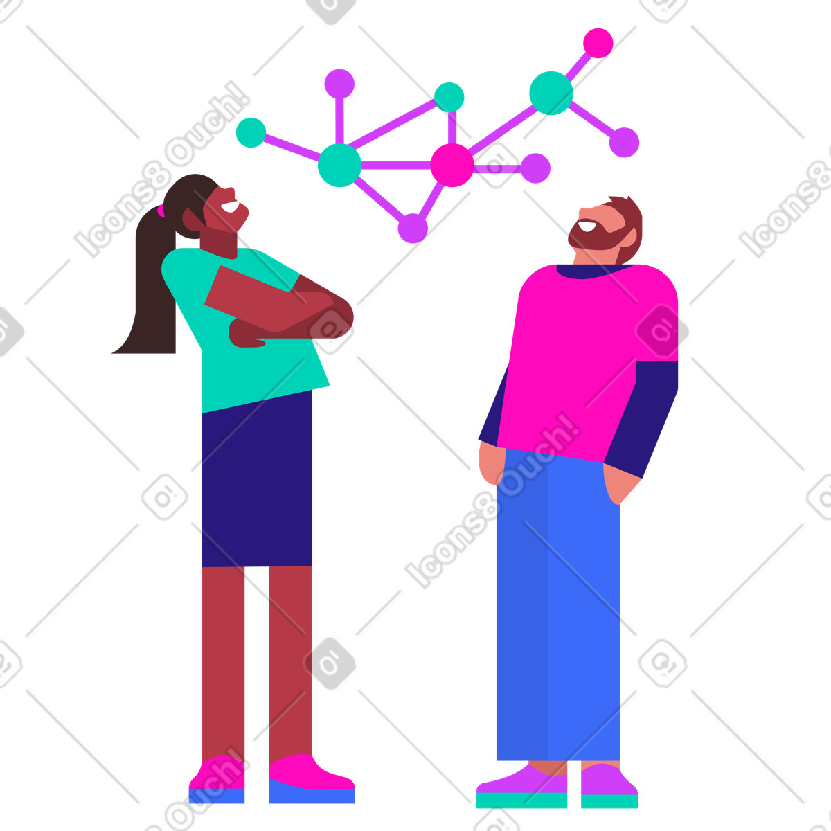 Basic 스타일의 인공신경망을 분석하는 엔지니어들 일러스트레이션 PNG, SVG 다운로드