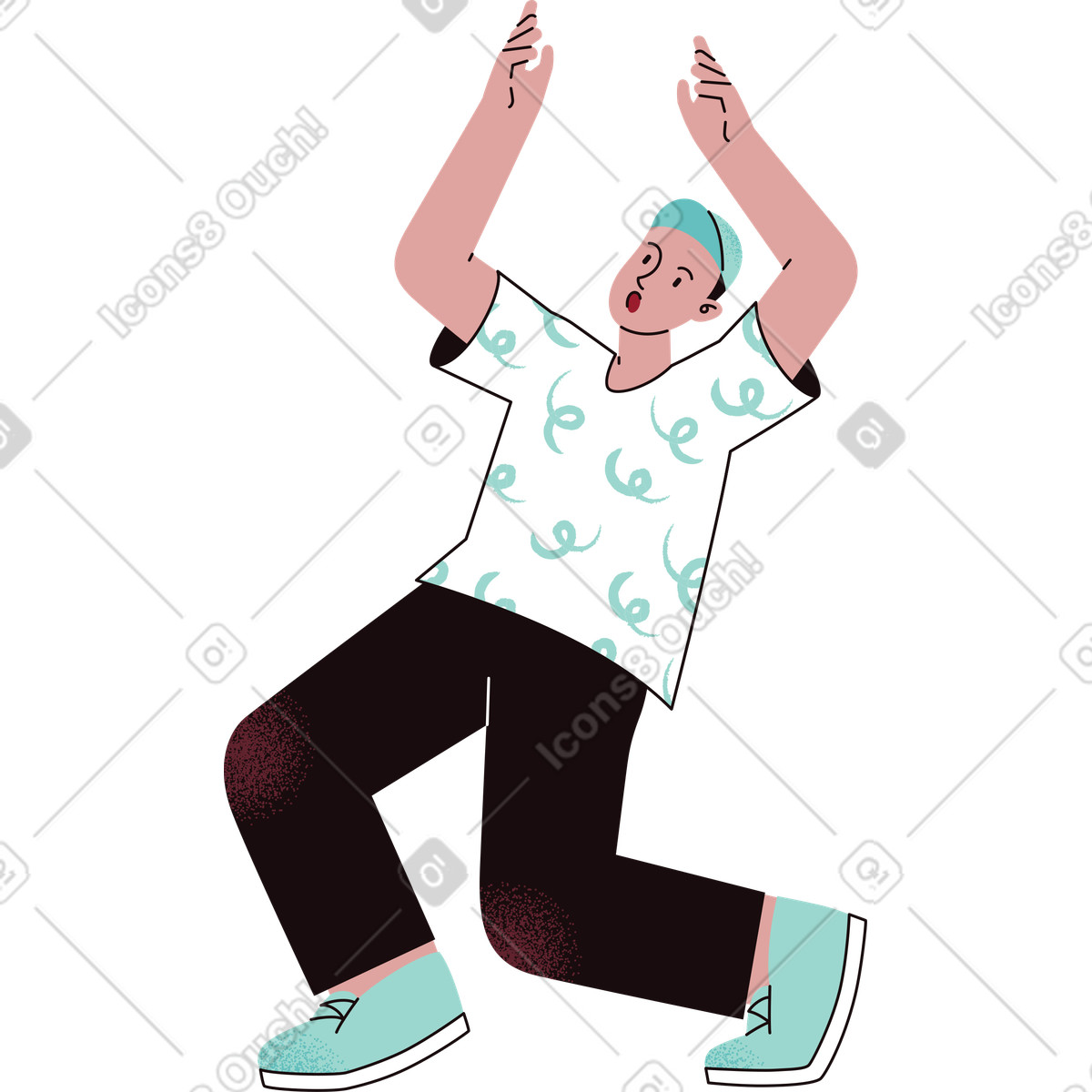 Man with his hands up illustration in Delight style download in PNG, SVG