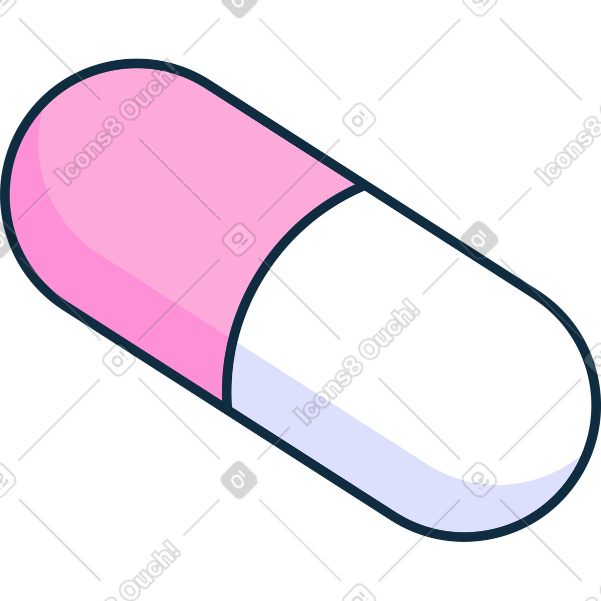 White-pink pill capsule illustrazione in stile Bubble gum scarica in PNG, SVG