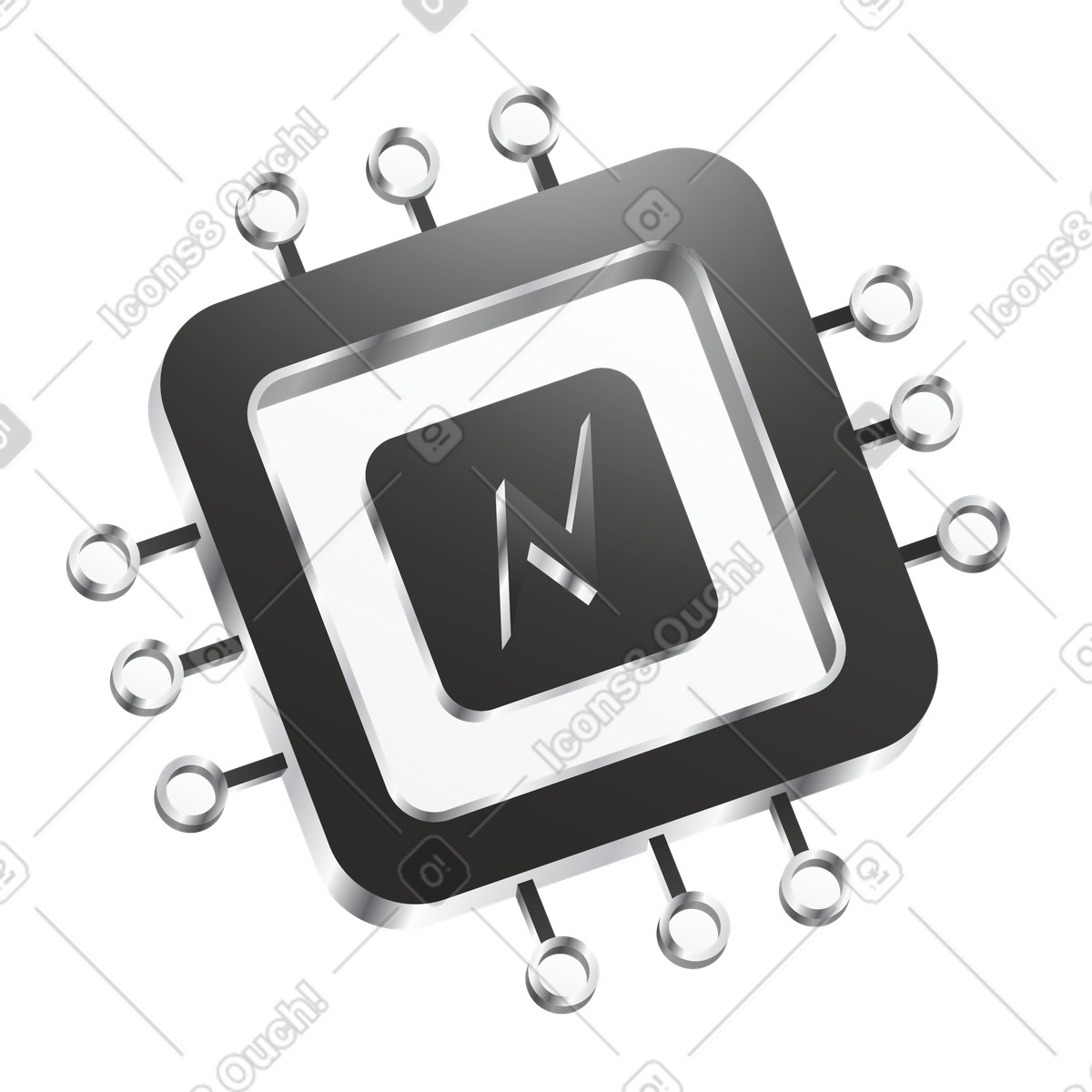 CPU microchip, Processor development and system integration illustration in Token style download in PNG, SVG