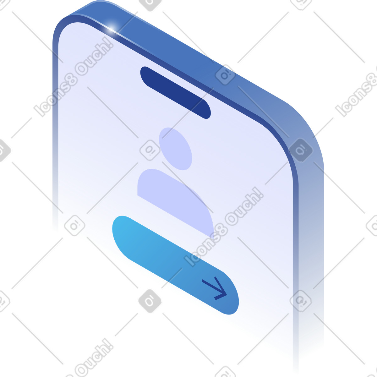 Part of phone with login illustration in PNG, SVG