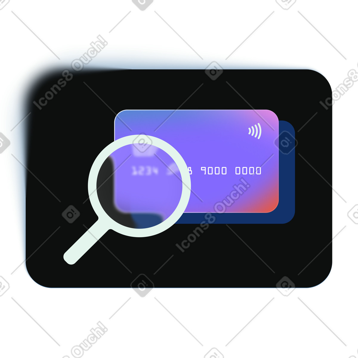 Illustration Credit card search, Banking transaction lookup dans le style Void à télécharger aux formats PNG, SVG