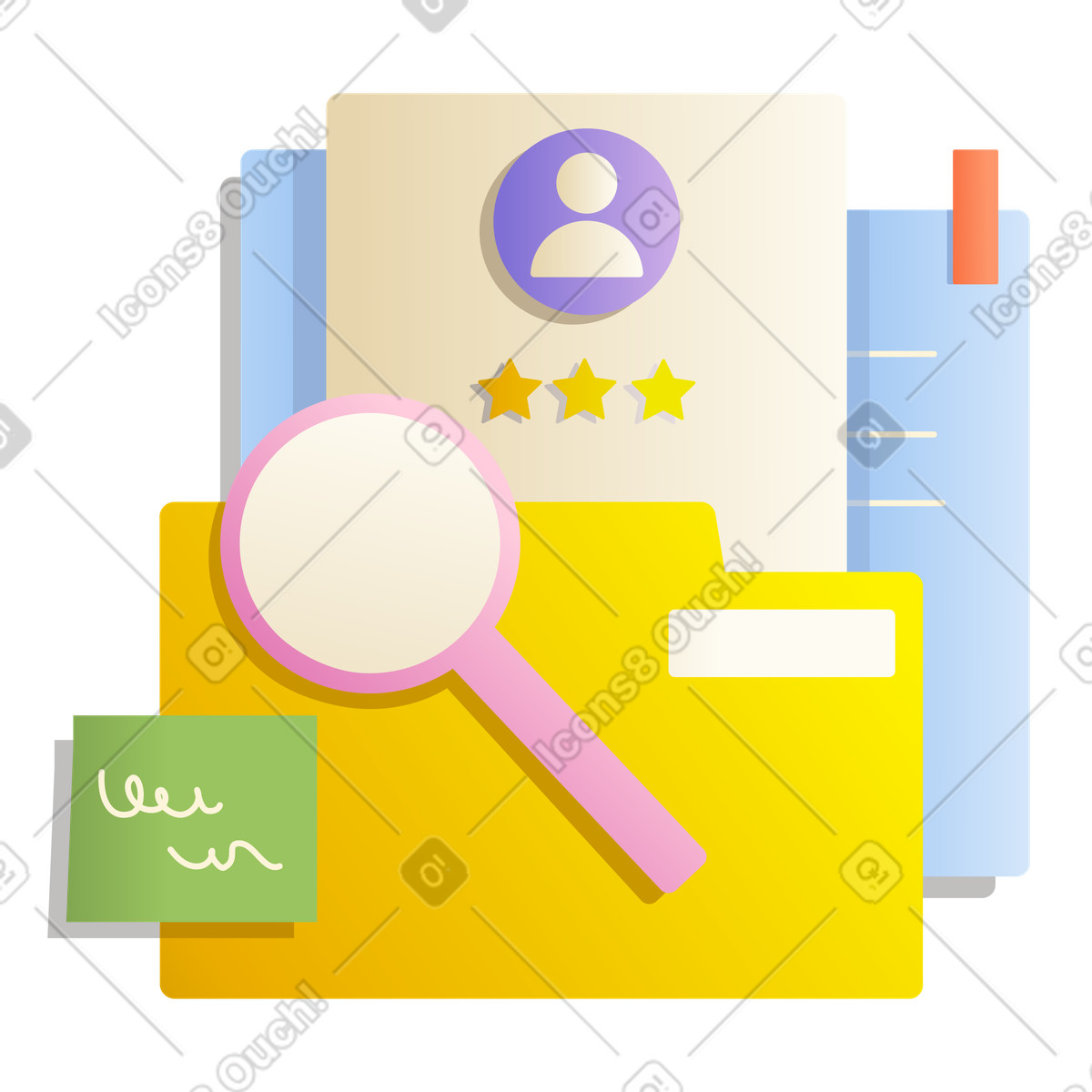 Ilustração de Olhando para os currículos enquanto procura por funcionário em no estilo Silky baixar em PNG, SVG