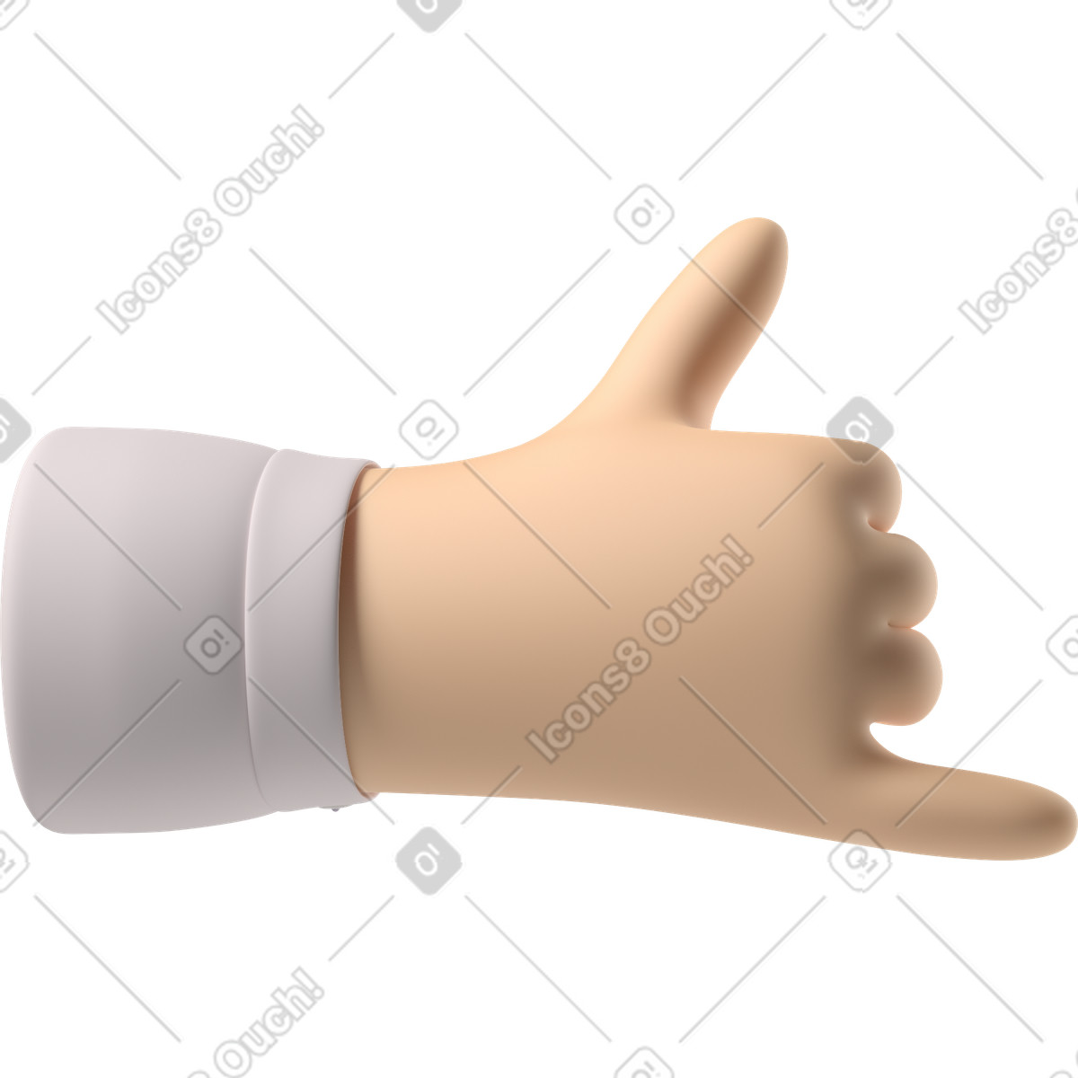 Blasse hauthand, die das zeichen "ruf mich an" zeigt-Illustration im 3D Hands Fun&Wild-Stil als Download in PNG, SVG