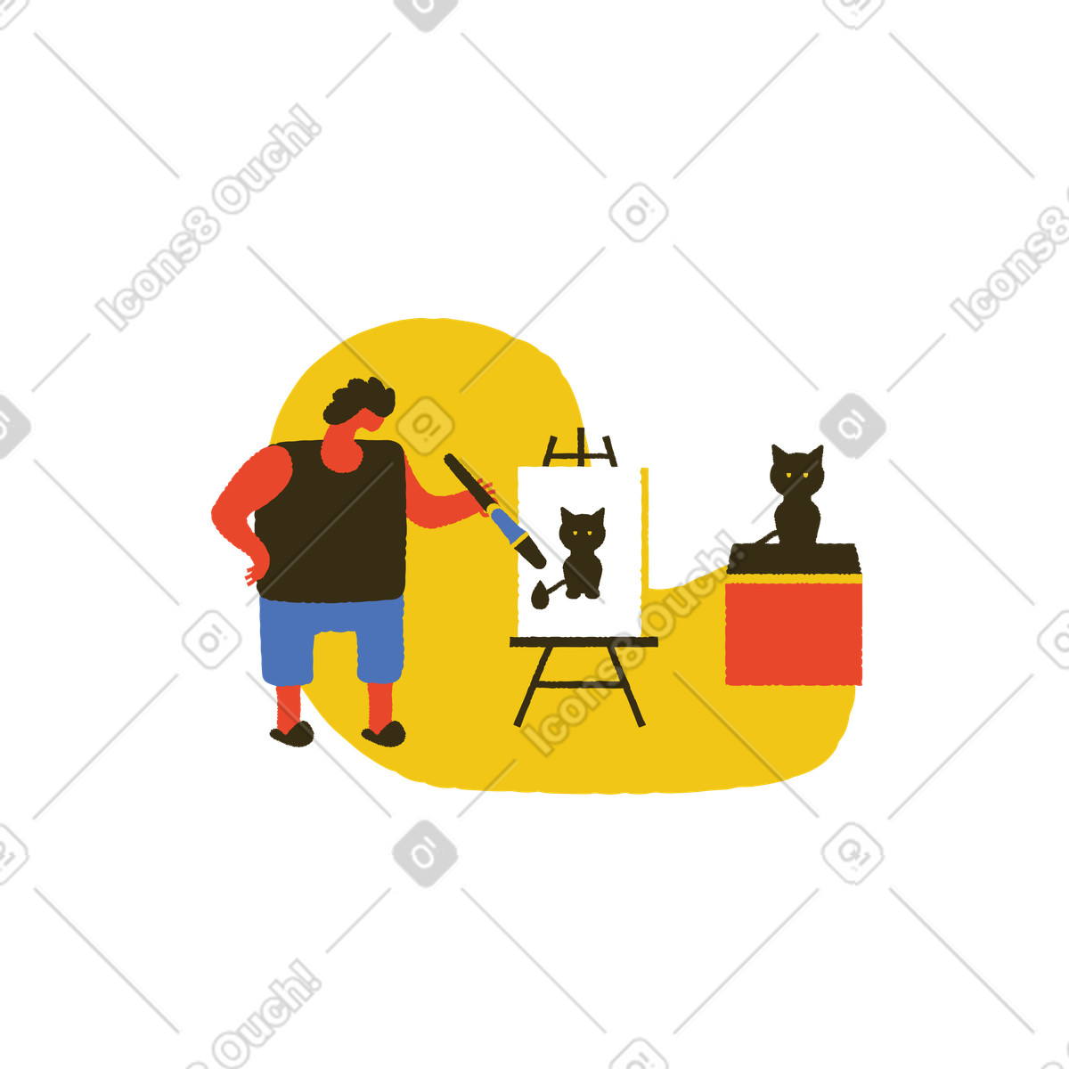 Ilustración Dibujar un gato en estilo Bermuda a descargar en PNG y SVG