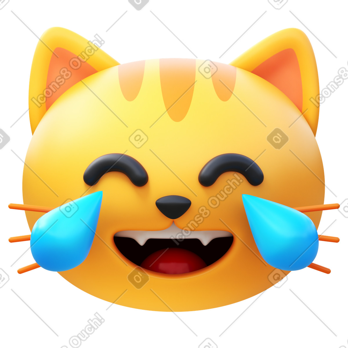 3D Fluency 스타일의 Cat with tears of joy 일러스트레이션 PNG, SVG 다운로드