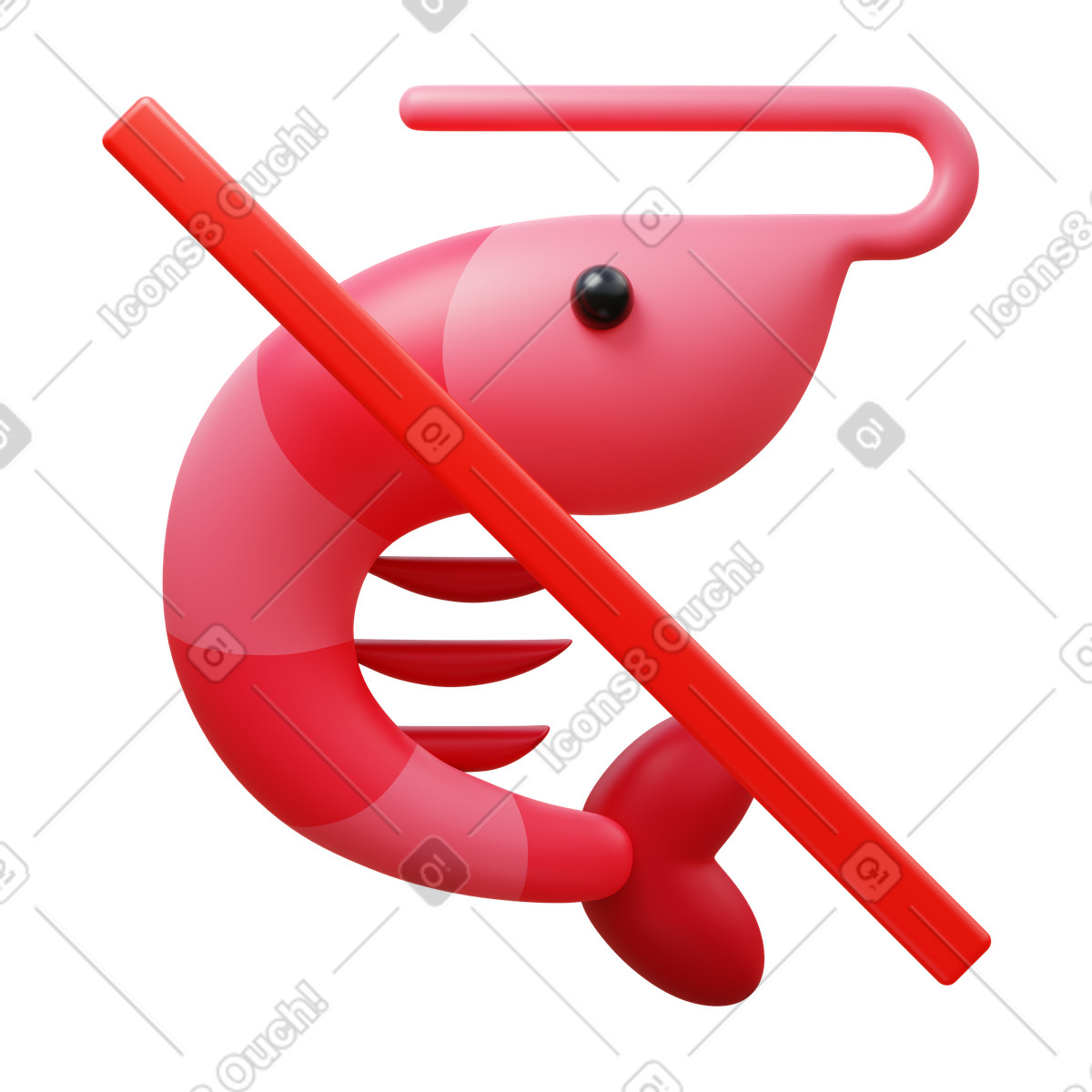 3D Fluency 스타일의 No crustaceans 일러스트레이션 PNG, SVG 다운로드