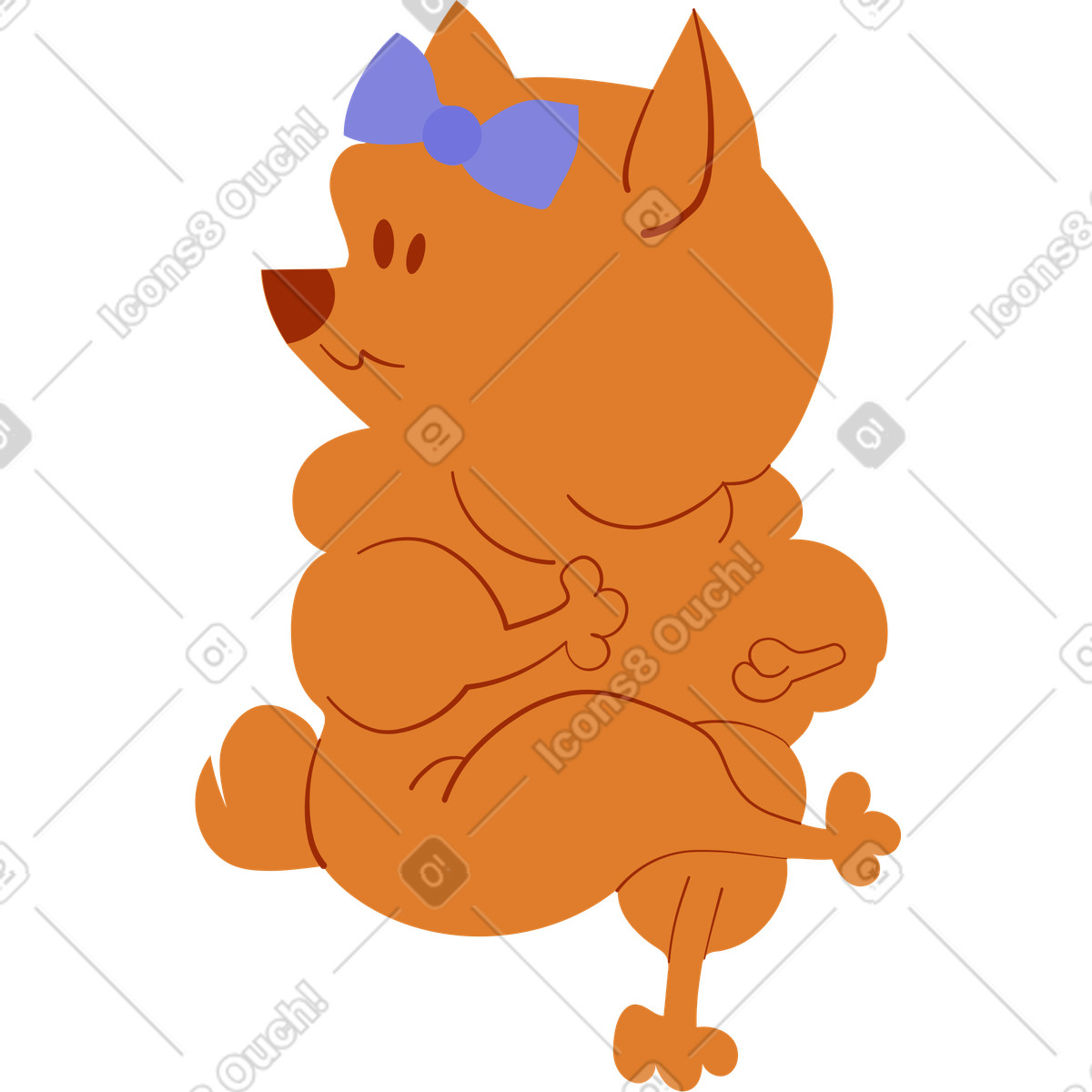 Ilustración Perro pomerania marrón en estilo Woof a descargar en PNG y SVG