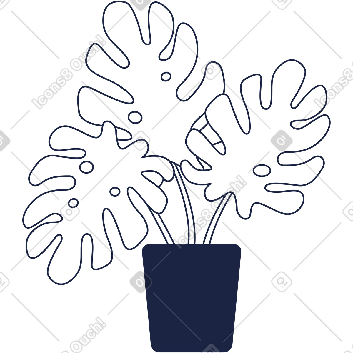 Urban Line スタイルの 植物ライン のイラストをPNG、SVG形式でダウンロード