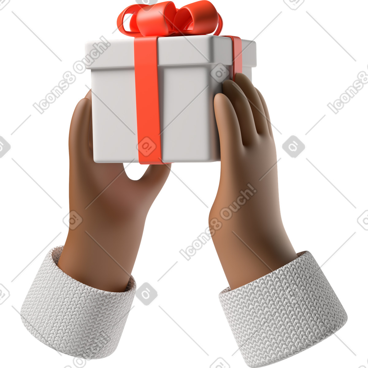 Ilustração de Mãos pele marrom segurando uma caixa presente em no estilo 3D Hands Fun&Wild para baixar em PNG, SVG