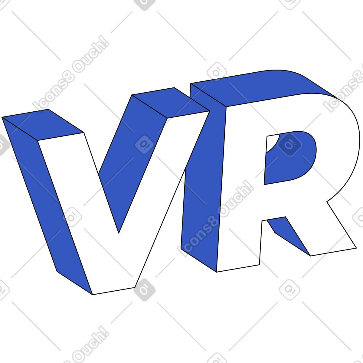 Lettering vr text illustration in Techny style download in PNG, SVG