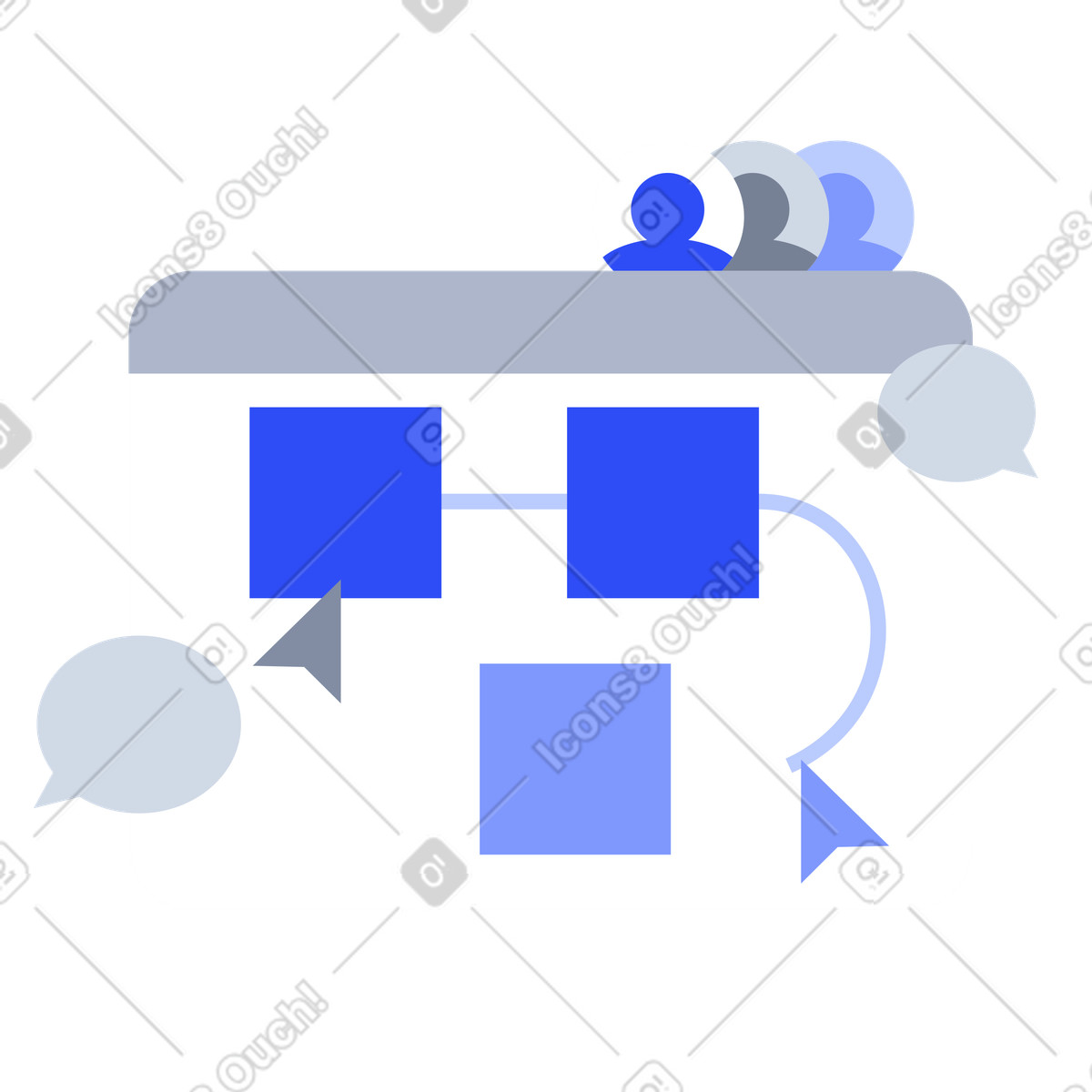 Ilustración Colaboración en línea el espacio de trabajo digital, planificación proyectos, lluvia ideas equipo. estilo System a descargar PNG y SVG
