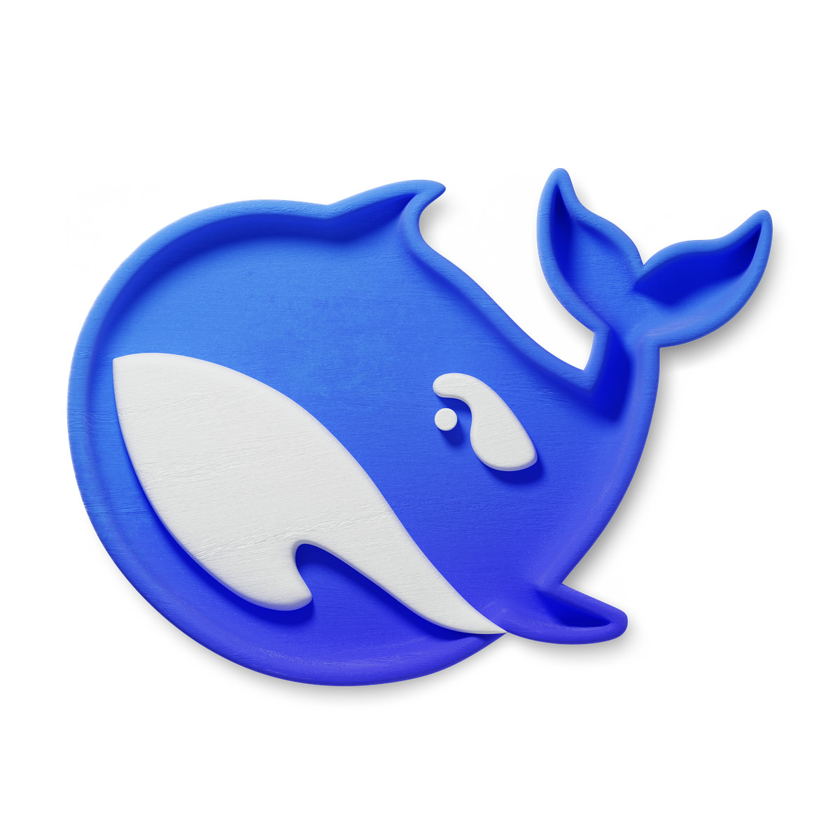 Whale emblem with curved tail and stylized water splash illustration in 3D Microsoft Fluent style download in PNG, SVG