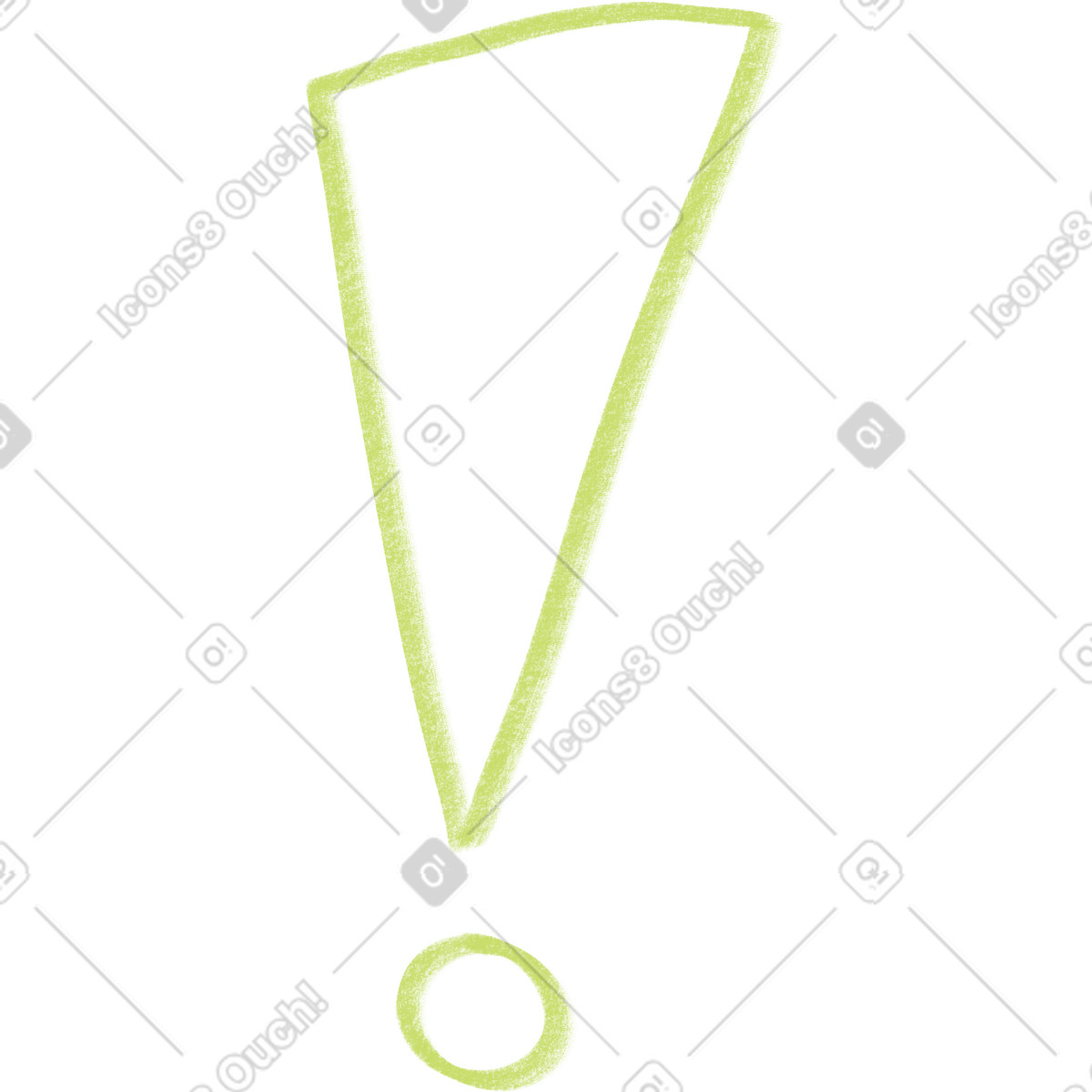 Grünes ausrufezeichen-Illustration im Doodle-Stil als Download in PNG, SVG