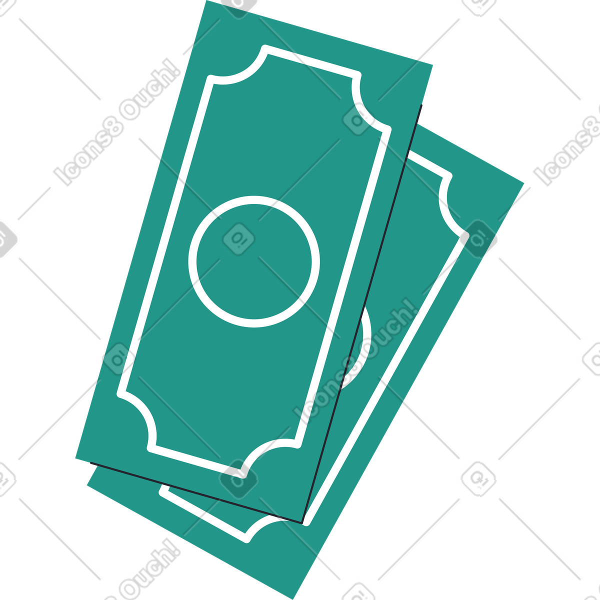 Two banknotes illustration in Boba style download in PNG, SVG
