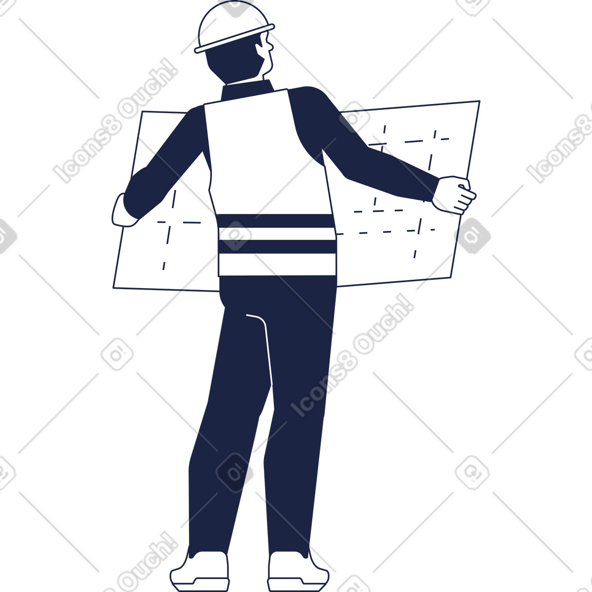 下载 Urban Line 风格的 头盔中的生成器持有绘图 插画，支持 PNG、SVG 格式