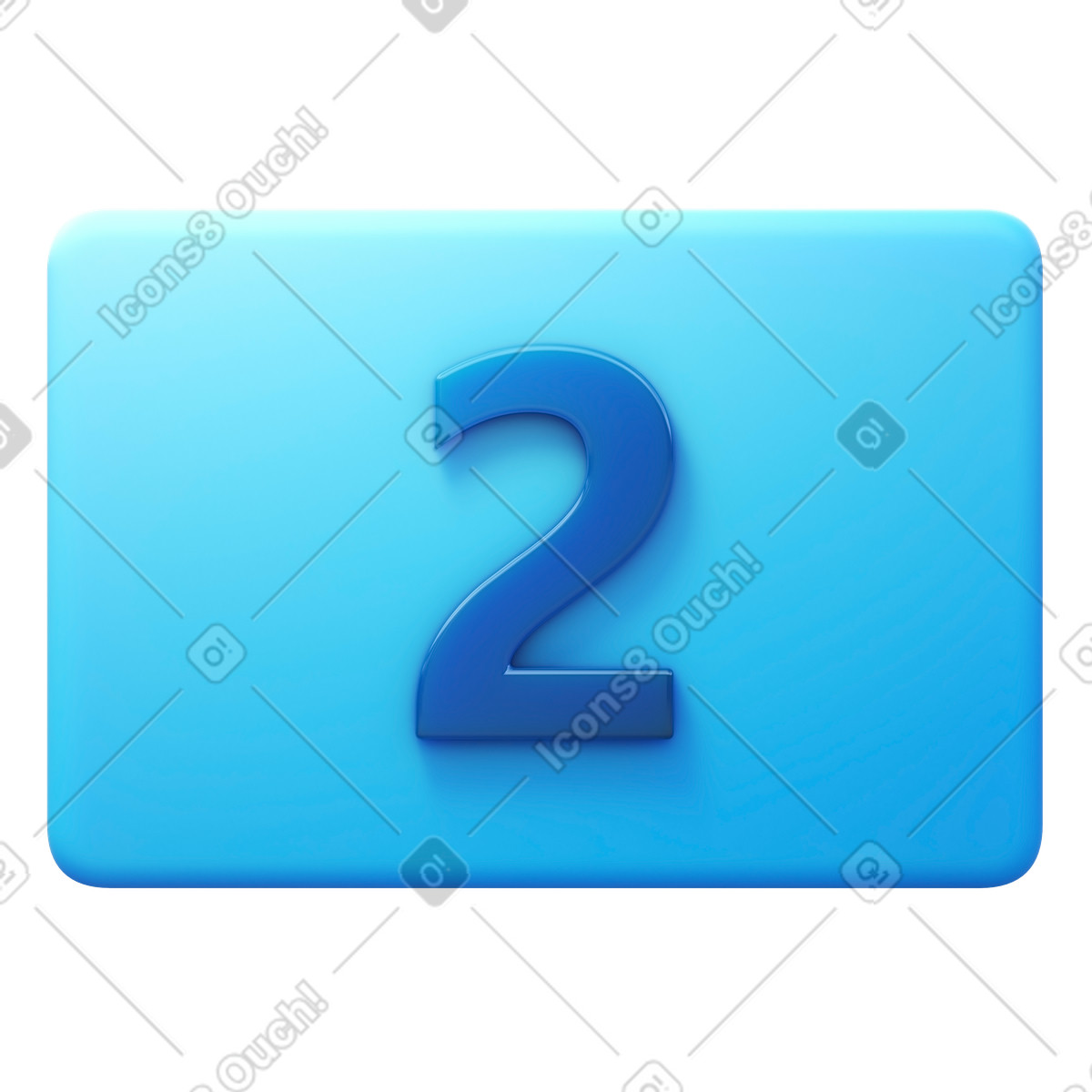 Number two illustration in 3D Fluency style download in PNG, SVG
