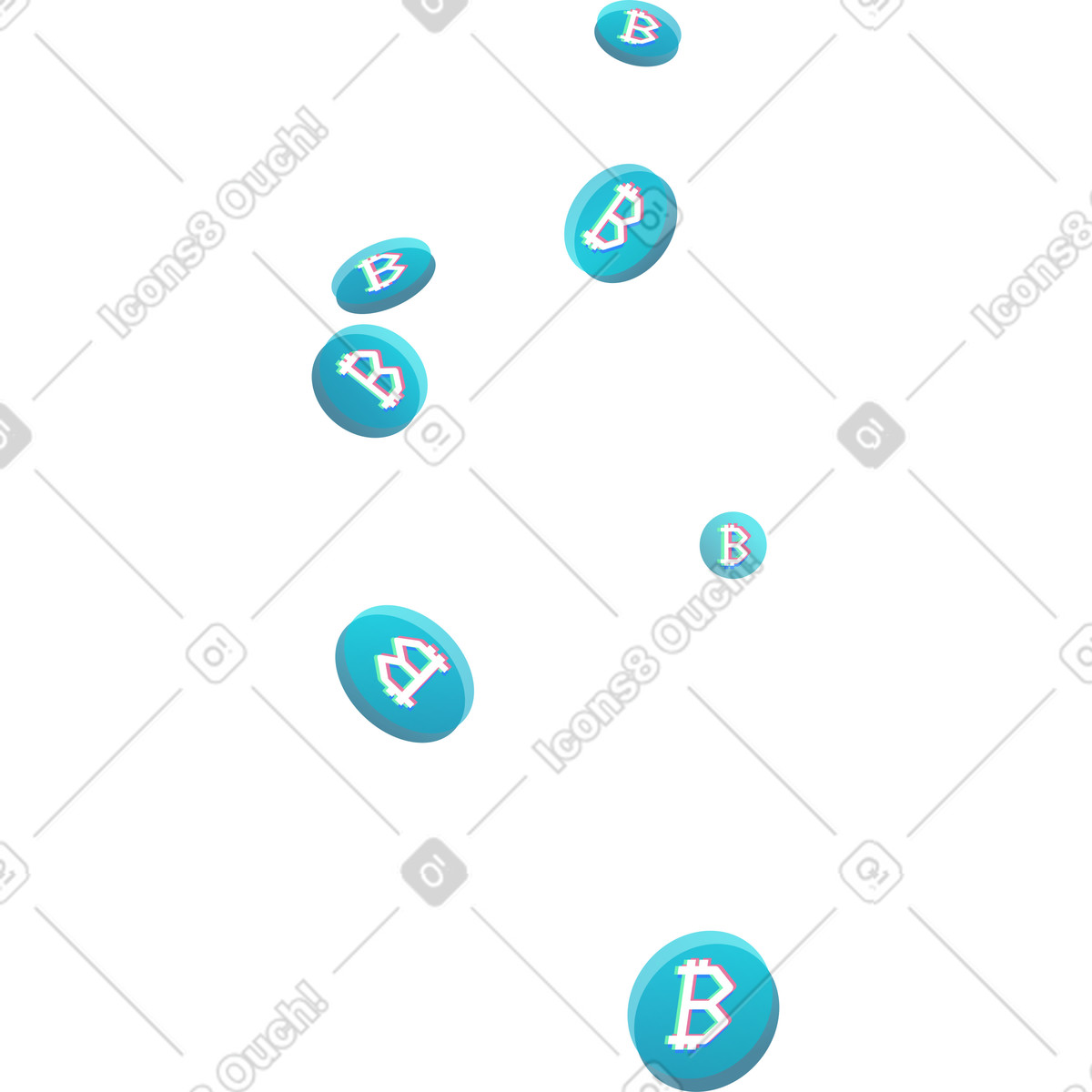 Ilustração de Moedas bitcoin voadoras em no estilo Neon para baixar em PNG, SVG