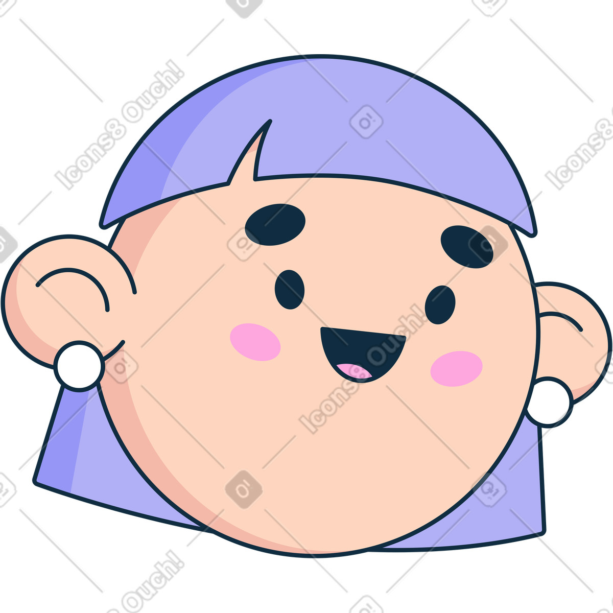 Ilustración Cabeza de mujer con corte pelo bob en estilo Bubble gum a descargar en PNG y SVG