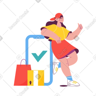 Woman getting online delivery PNG, SVG