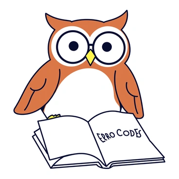 An owl with large round glasses perched on its beak, looking puzzled. The owl's feathers are a mix of brown and white, with distinct patterns. In front of the owl is an empty book lying open, its cover is plain and it has the title "Error Codes" printed on it in bold letters. The owl's head is tilted slightly to one side as it gazes at the book, and its wide eyes convey confusion.