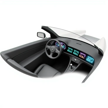 The sleek dashboard of a modern sports car with digital displays