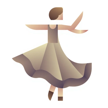 A flapper dancer in motion with her dress swirling, featuring intricate patterns and geometric designs.