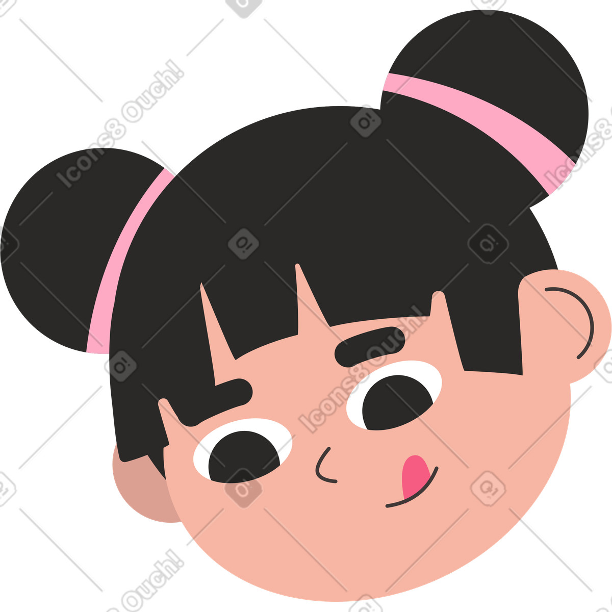 Girl with two buns illustration in Dizzy style download in PNG, SVG