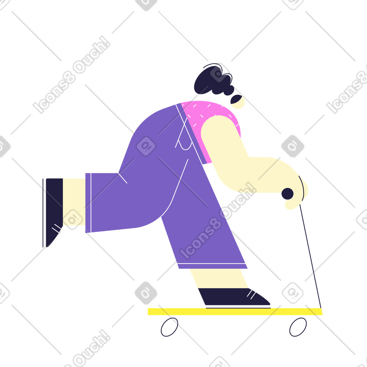 Иллюстрация Женщина едет на скутере в PNG и SVG