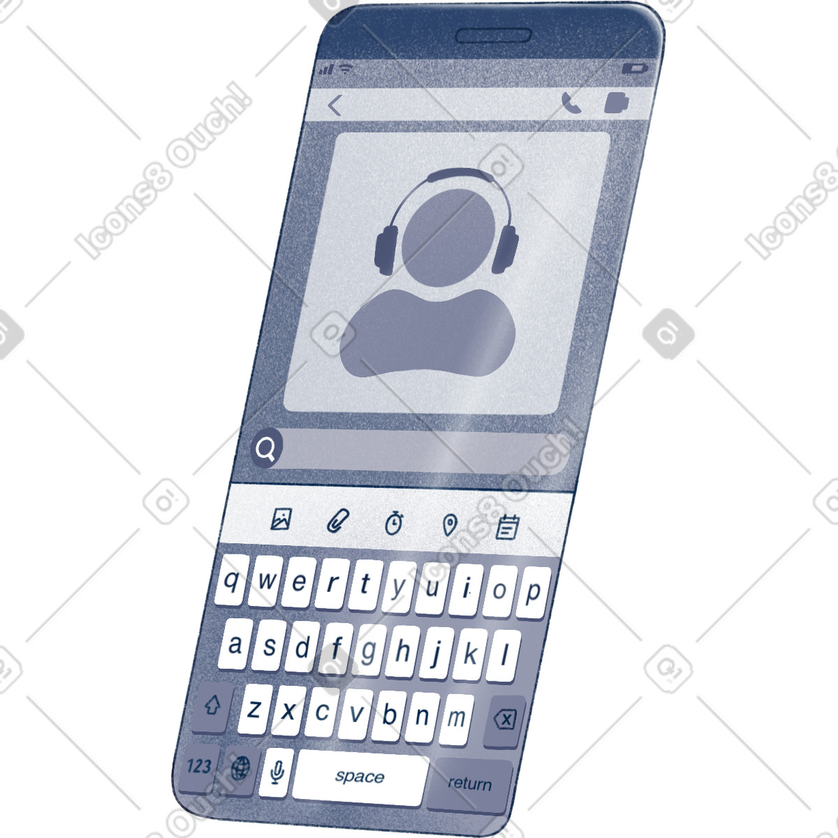 Phone screen with message from service-Illustration im Haze-Stil als Download in PNG, SVG