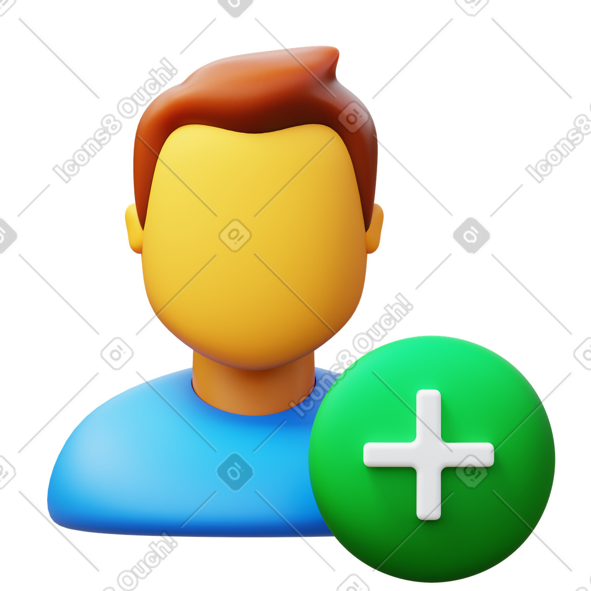 下载 3D Fluency 风格的 添加用户男性 插画，支持 PNG、SVG 格式