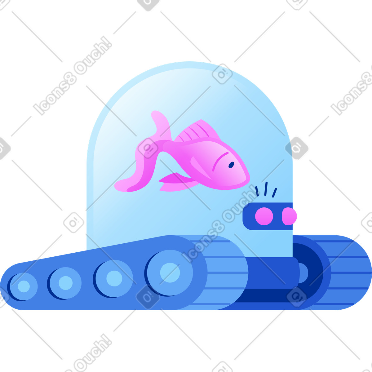 Fisch im roboterbecken-Illustration Glossy-Stil als Download in PNG, SVG