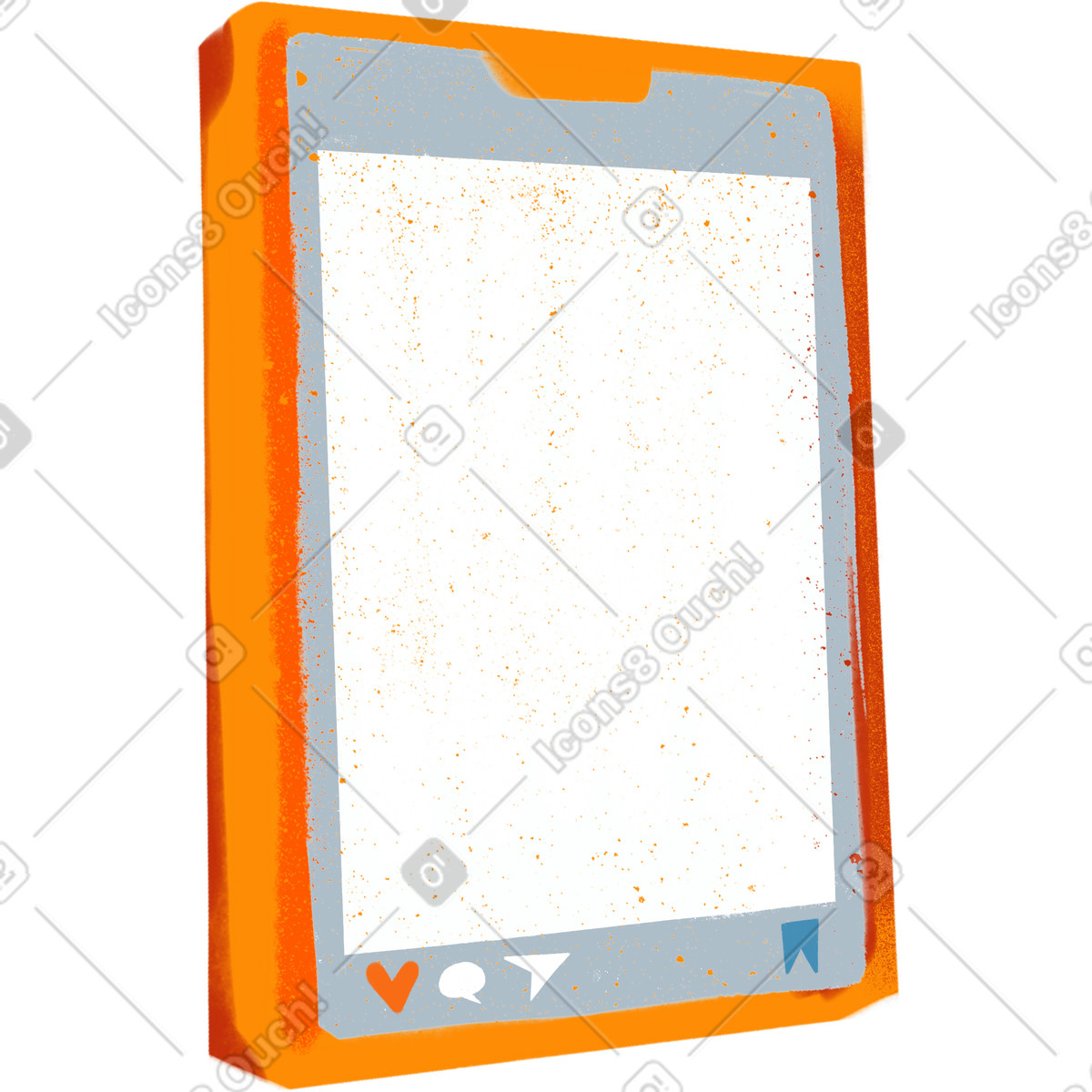 Ilustración Telefono naranja con instagram en estilo Ikigai a descargar en PNG y SVG